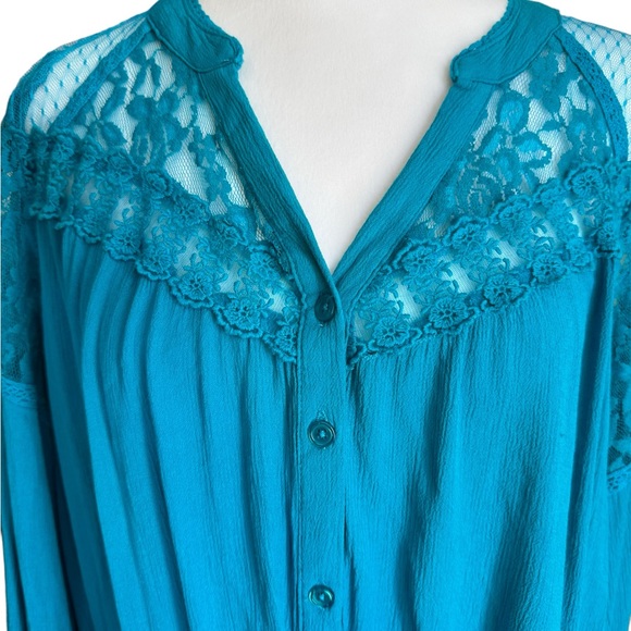 Roaman’s  Women's Plus Size Lace V-Neck Big Shirt Top Size 20W - Picture 5 of 17